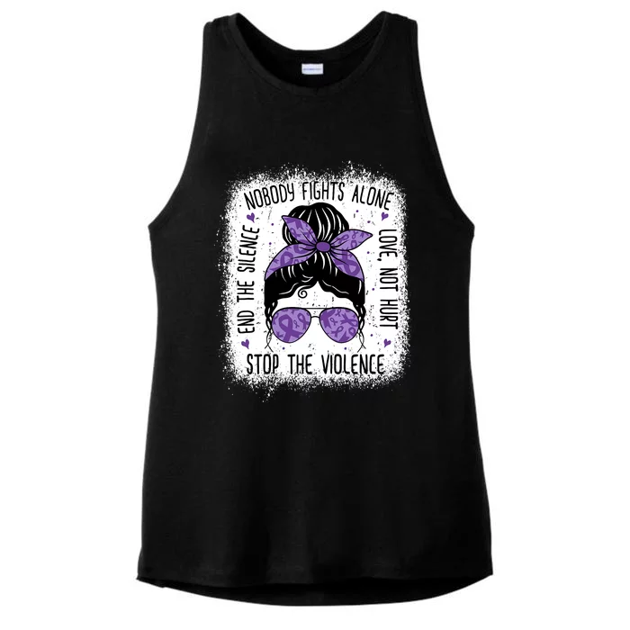 Domestic Violence Awareness Stop End Domestic Violence Ladies Tri-Blend Wicking Tank