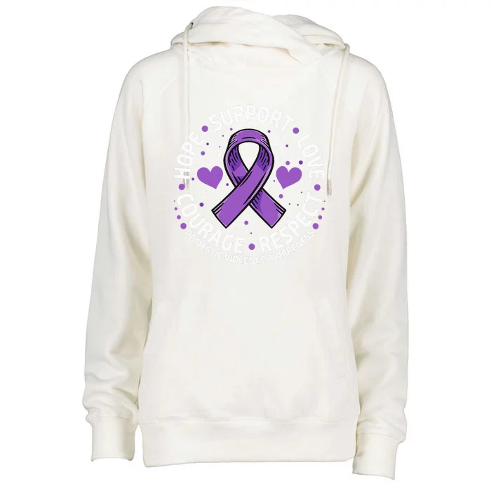 Domestic Violence Awareness LOVE SUPPORT Domestic Violence Womens Funnel Neck Pullover Hood