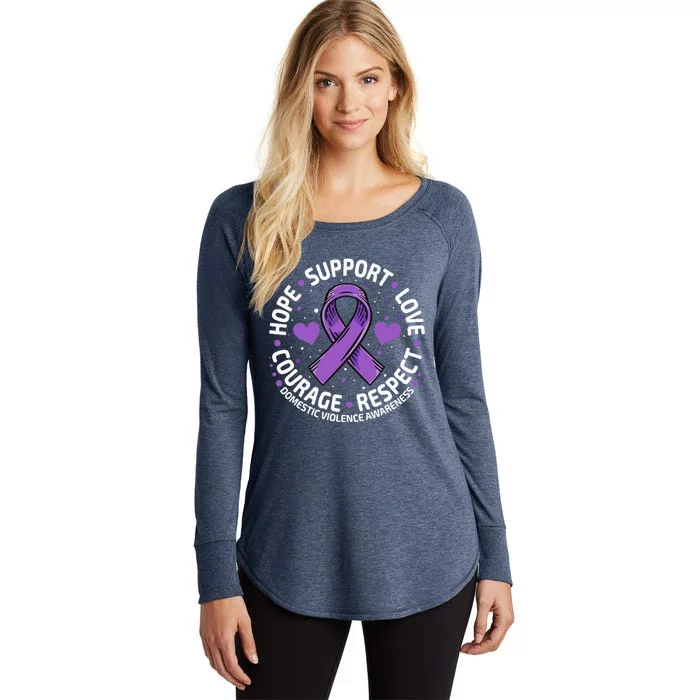 Domestic Violence Awareness LOVE SUPPORT Domestic Violence Women's Perfect Tri Tunic Long Sleeve Shirt