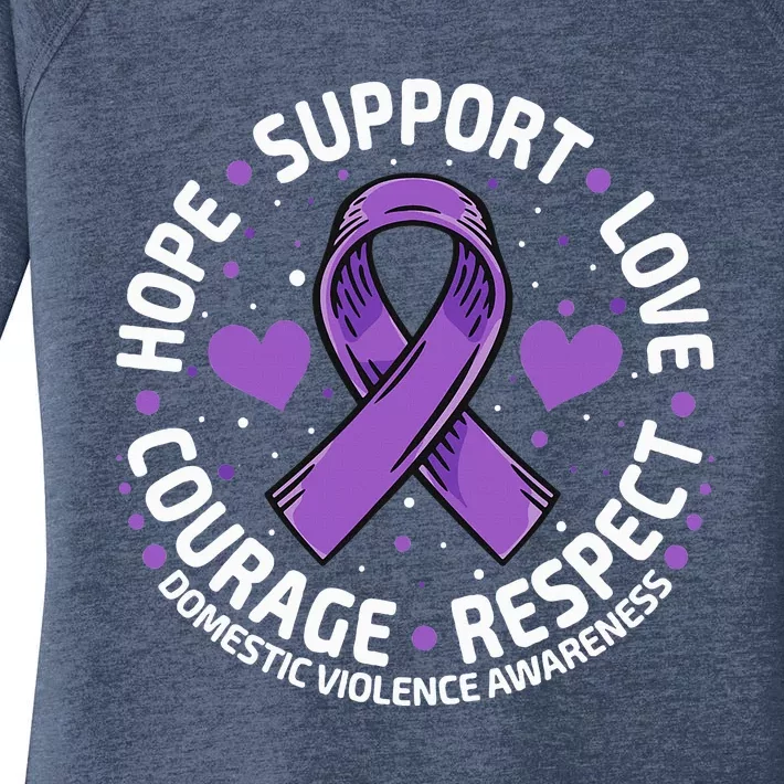 Domestic Violence Awareness LOVE SUPPORT Domestic Violence Women's Perfect Tri Tunic Long Sleeve Shirt