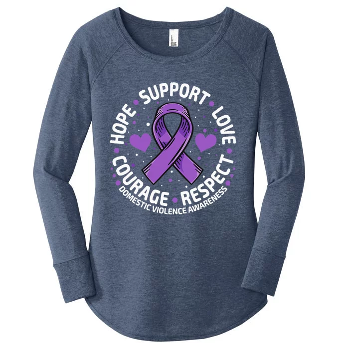 Domestic Violence Awareness LOVE SUPPORT Domestic Violence Women's Perfect Tri Tunic Long Sleeve Shirt