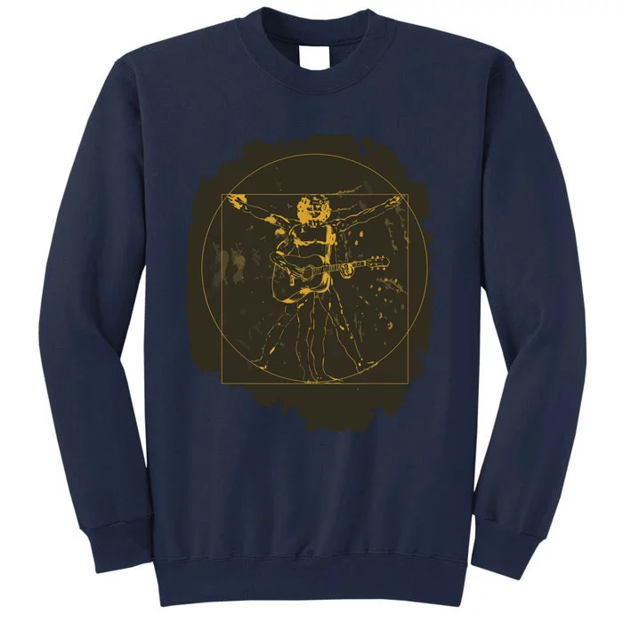 Da Vinci Acoustic Guitar Player Funny Musician Pun Tall Sweatshirt