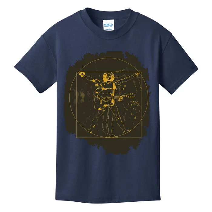 Da Vinci Acoustic Guitar Player Funny Musician Pun Kids T-Shirt