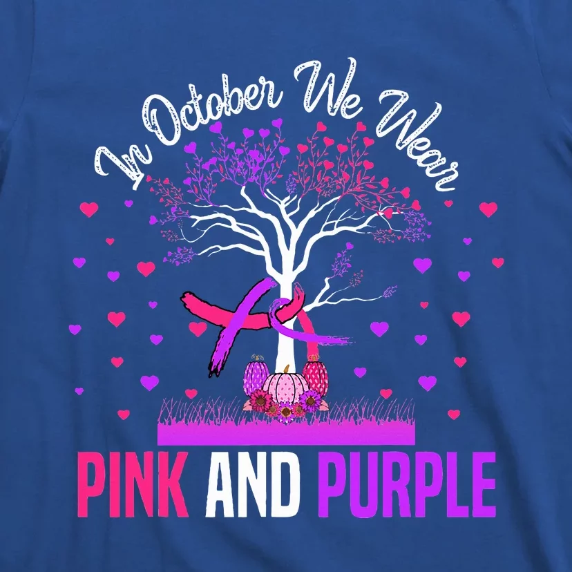 Domestic Violence Breast Cancer Awareness Month Ribbon Tree T-Shirt