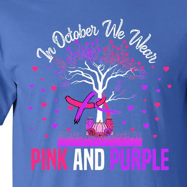 Domestic Violence Breast Cancer Awareness Month Ribbon Tree Tall T-Shirt