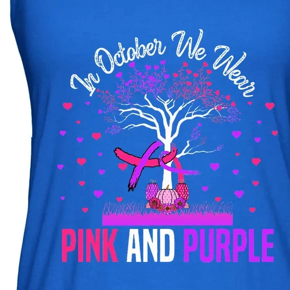 Domestic Violence Breast Cancer Awareness Month Ribbon Tree Ladies Essential Flowy Tank