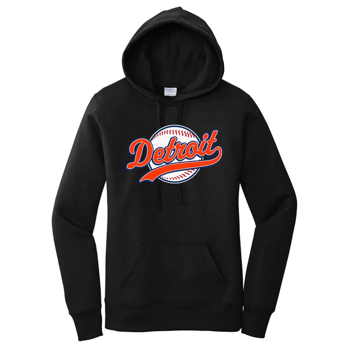 Detroit Vintage Baseball Throwback Retro Design Women's Pullover Hoodie