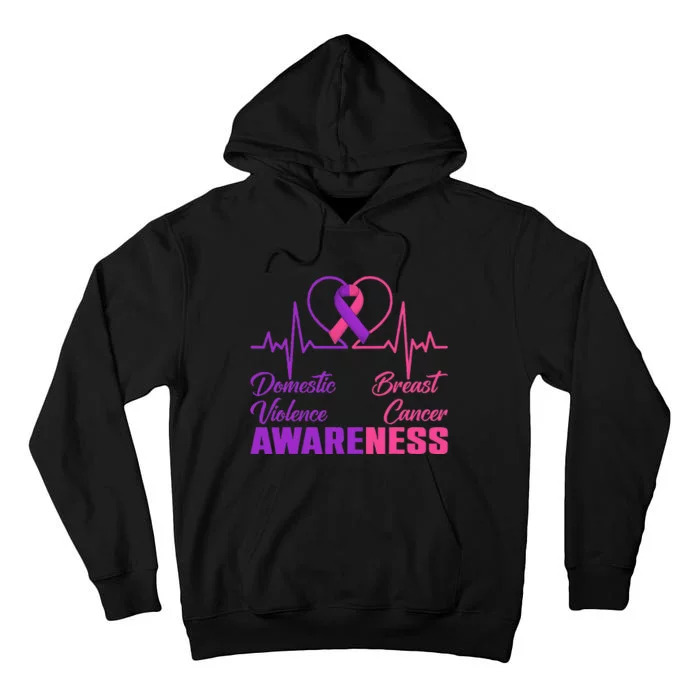 Domestic Violence & Breast Cancer Awareness Month Warrior Gift Tall Hoodie