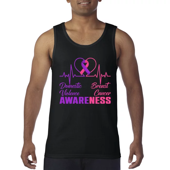 Domestic Violence & Breast Cancer Awareness Month Warrior Gift Tank Top