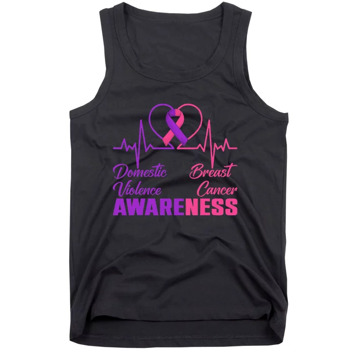 Domestic Violence & Breast Cancer Awareness Month Warrior Gift Tank Top