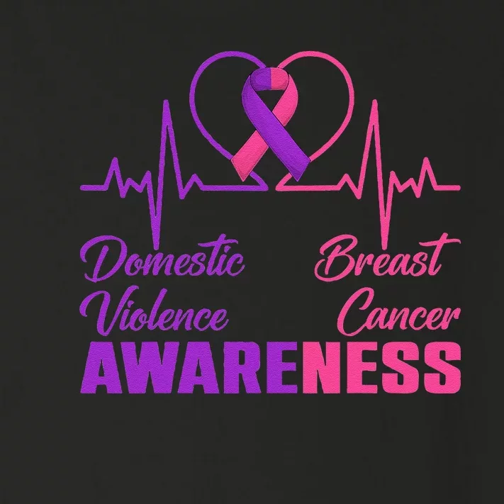 Domestic Violence & Breast Cancer Awareness Month Warrior Gift Toddler Long Sleeve Shirt