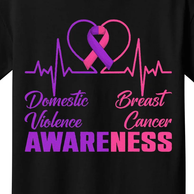 Domestic Violence & Breast Cancer Awareness Month Warrior Gift Kids T-Shirt