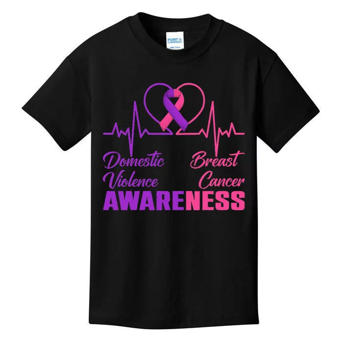 Domestic Violence & Breast Cancer Awareness Month Warrior Gift Kids T-Shirt