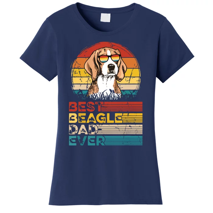 Dog Vintage Best Beagle Dad Ever Fathers Day Puppy Dog Dad Women's T-Shirt