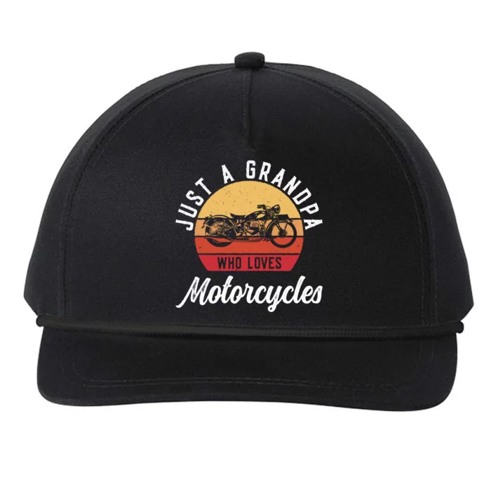 Distressed Vintage Biker Just A Grandpa Who Love Motorcycles Great Gift Snapback Five-Panel Rope Hat