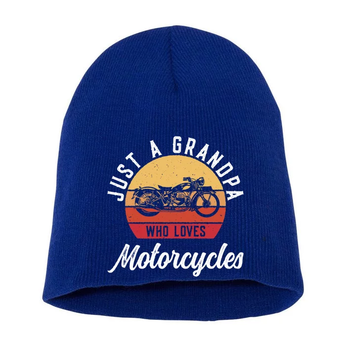 Distressed Vintage Biker Just A Grandpa Who Love Motorcycles Great Gift Short Acrylic Beanie