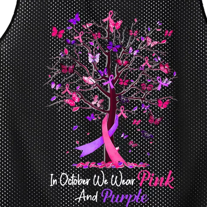 Domestic Violence Breast Cancer Awareness Month Ribbon Tree Mesh Reversible Basketball Jersey Tank