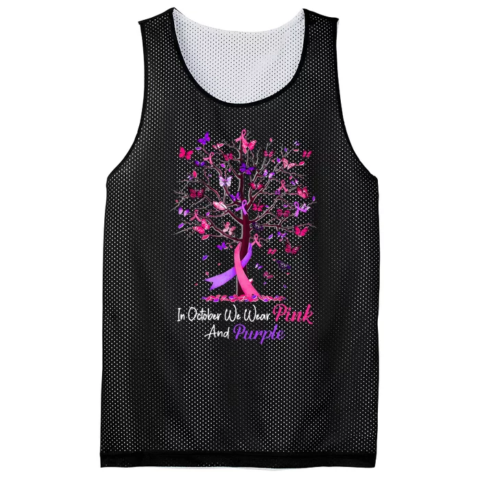 Domestic Violence Breast Cancer Awareness Month Ribbon Tree Mesh Reversible Basketball Jersey Tank