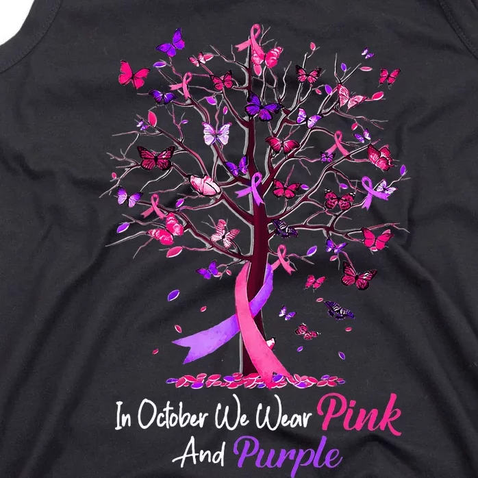 Domestic Violence Breast Cancer Awareness Month Ribbon Tree Tank Top