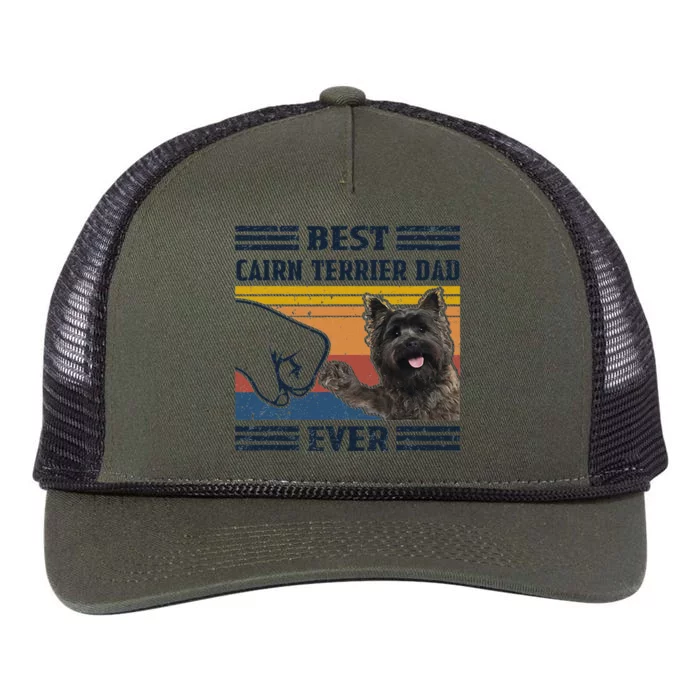 Dog Vintage Best Cairn Terrier Dad Ever Fathers Day Retro Rope Trucker Hat Cap