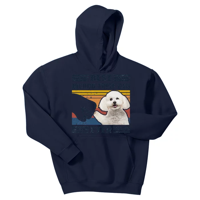 Dog Vintage Best Bichon Frise Dad Ever Fathers Day Kids Hoodie