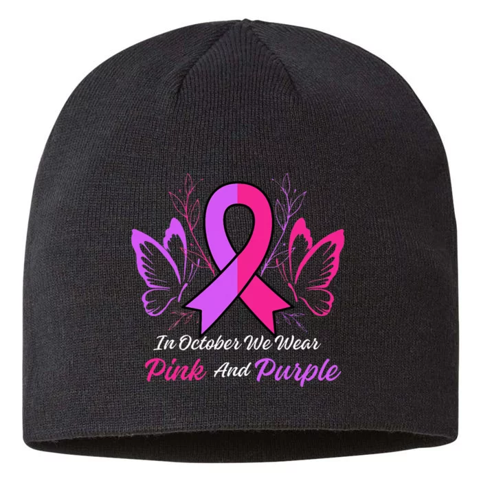 Domestic Violence Breast Cancer Awareness Month Ribbon 8 1/2in Sustainable Knit Beanie