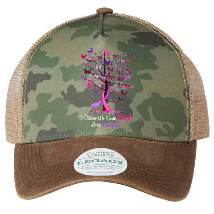 Domestic Violence Breast Cancer Awareness Month Ribbon Tree Legacy Tie Dye Trucker Hat