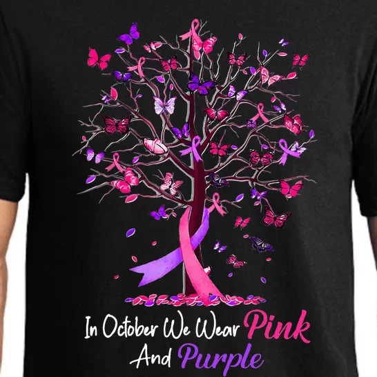 Domestic Violence Breast Cancer Awareness Month Ribbon Tree Pajama Set