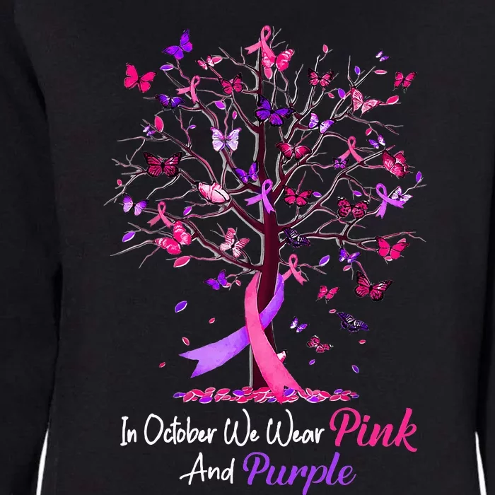 Domestic Violence Breast Cancer Awareness Month Ribbon Tree Womens California Wash Sweatshirt