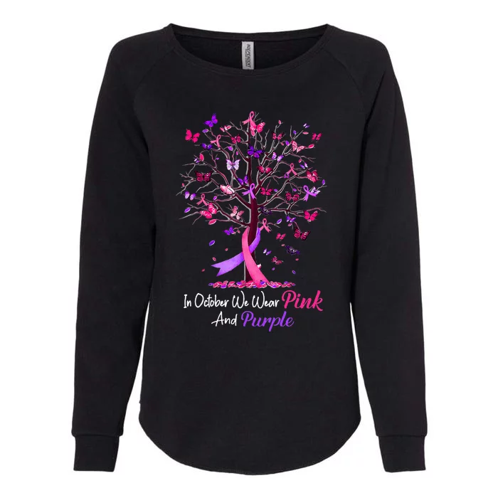 Domestic Violence Breast Cancer Awareness Month Ribbon Tree Womens California Wash Sweatshirt