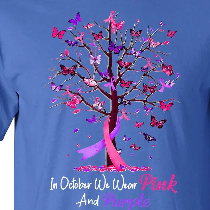 Domestic Violence Breast Cancer Awareness Month Ribbon Tree Tall T-Shirt