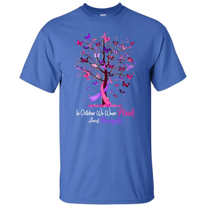 Domestic Violence Breast Cancer Awareness Month Ribbon Tree Tall T-Shirt