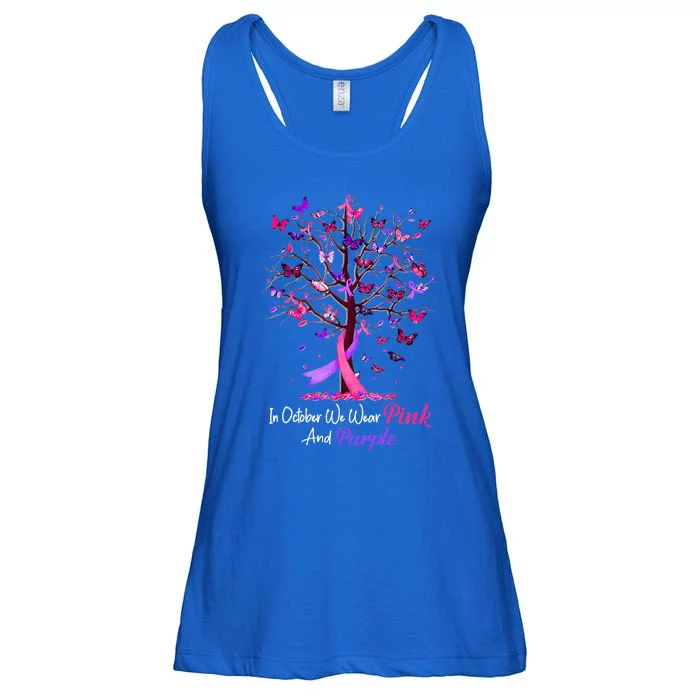 Domestic Violence Breast Cancer Awareness Month Ribbon Tree Ladies Essential Flowy Tank