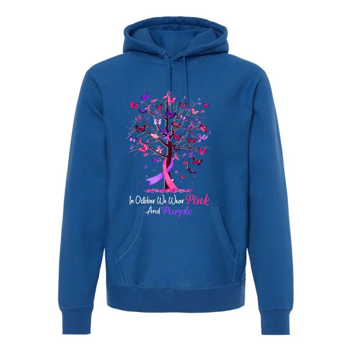 Domestic Violence Breast Cancer Awareness Month Ribbon Tree Premium Hoodie