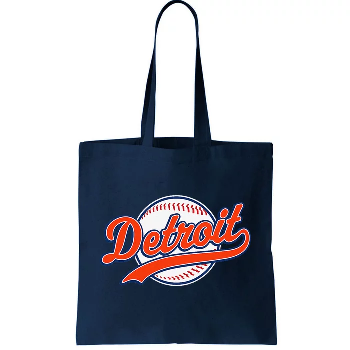 Detroit Vintage Baseball Throwback Retro Tote Bag