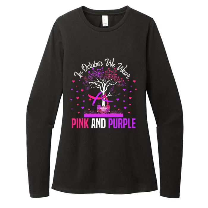 Domestic Violence Breast Cancer Awareness Month Ribbon Tree Womens CVC Long Sleeve Shirt