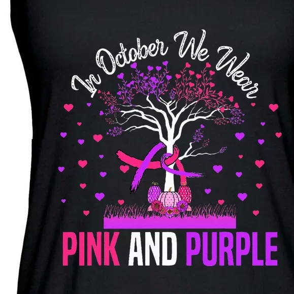 Domestic Violence Breast Cancer Awareness Month Ribbon Tree Ladies Essential Flowy Tank