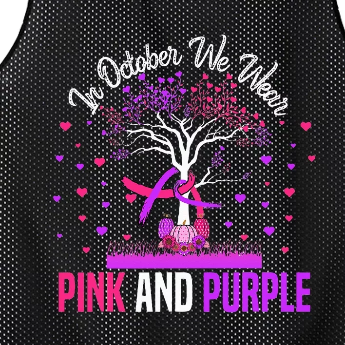 Domestic Violence Breast Cancer Awareness Month Ribbon Tree Mesh Reversible Basketball Jersey Tank