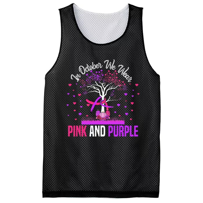 Domestic Violence Breast Cancer Awareness Month Ribbon Tree Mesh Reversible Basketball Jersey Tank