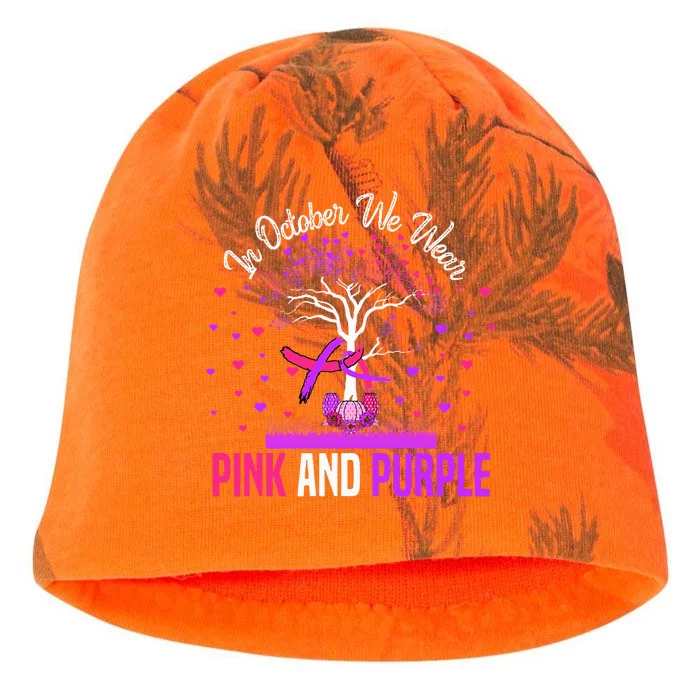 Domestic Violence Breast Cancer Awareness Month Ribbon Tree Kati - Camo Knit Beanie