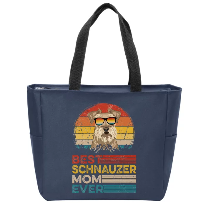 Dog Vintage Best Schnauzer Mom Ever Mother Day Puppy Dog Mom Zip Tote Bag