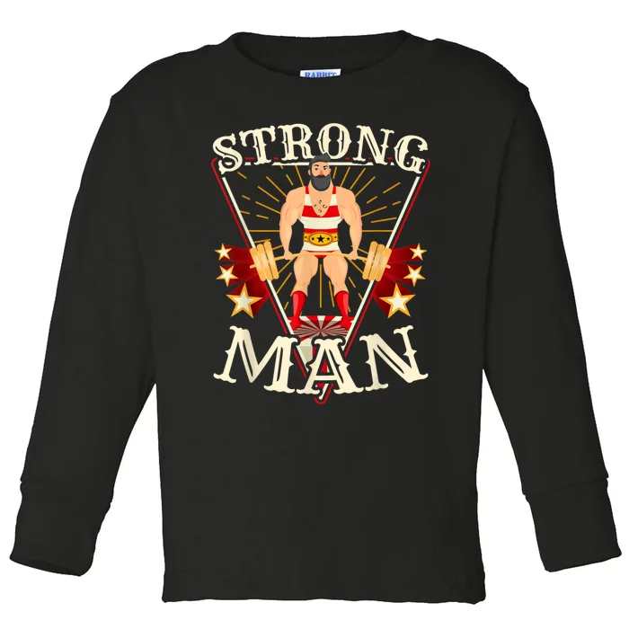 Deadlift Vintage Circus Strongman Costume Toddler Long Sleeve Shirt