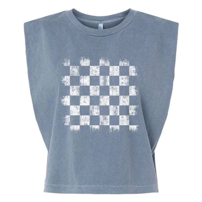 Distressed Vintage Chess Board Gamer Checkered Chess Player Garment-Dyed Women's Muscle Tee