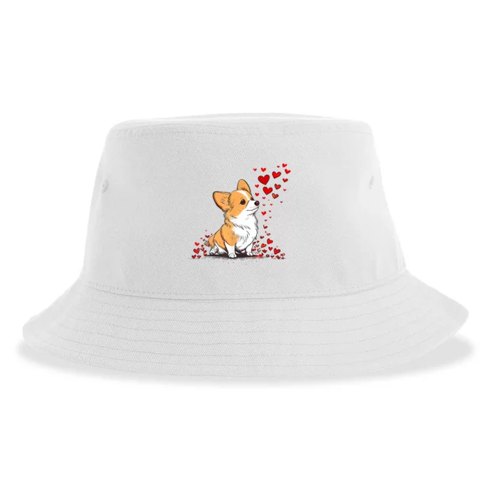 Dog Valentine Cute Corgi ValentineS Day Sustainable Bucket Hat