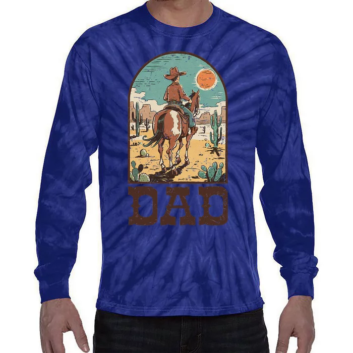 Dad Vintage Cowboy Cowgirl Western Family Matching Tie-Dye Long Sleeve Shirt