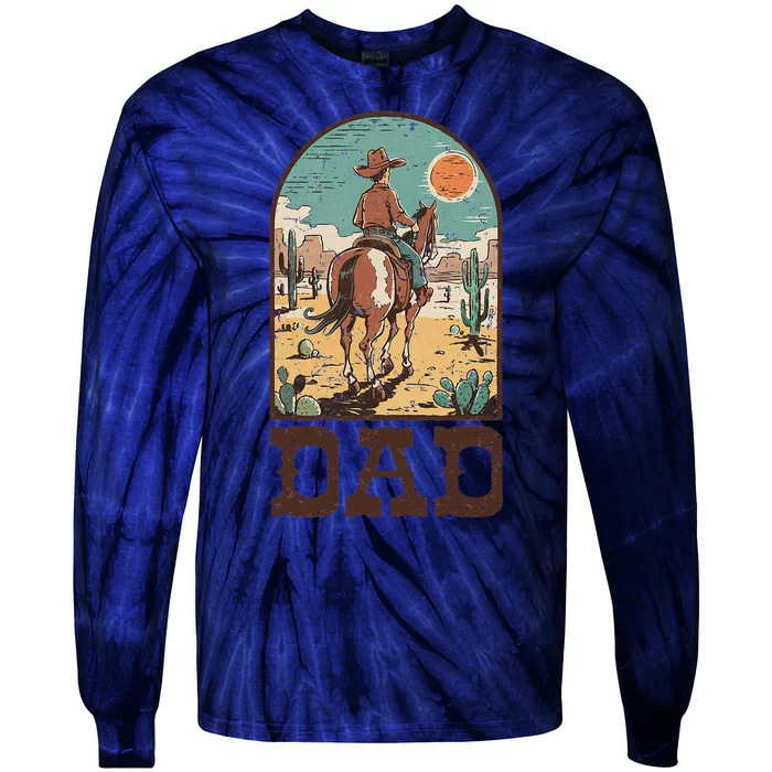 Dad Vintage Cowboy Cowgirl Western Family Matching Tie-Dye Long Sleeve Shirt