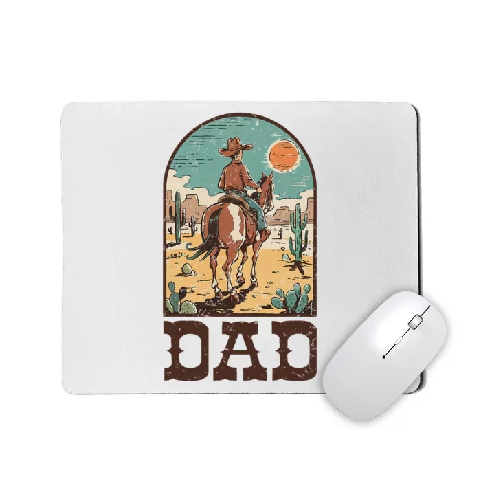 Dad Vintage Cowboy Cowgirl Western Family Matching Mousepad