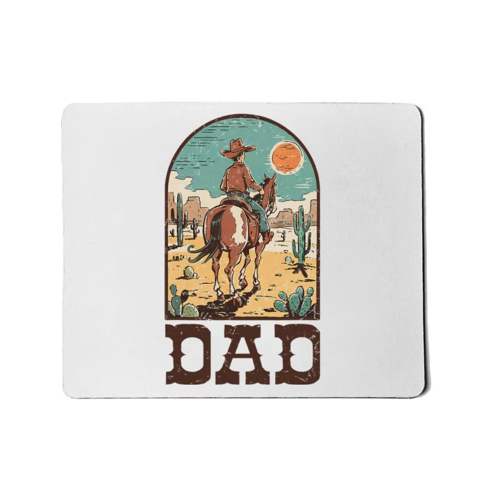 Dad Vintage Cowboy Cowgirl Western Family Matching Mousepad