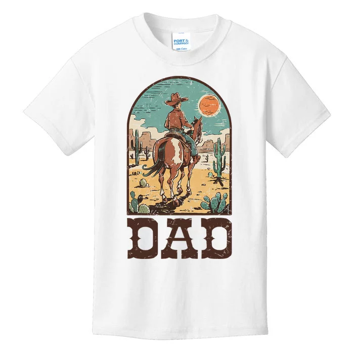 Dad Vintage Cowboy Cowgirl Western Family Matching Kids T-Shirt