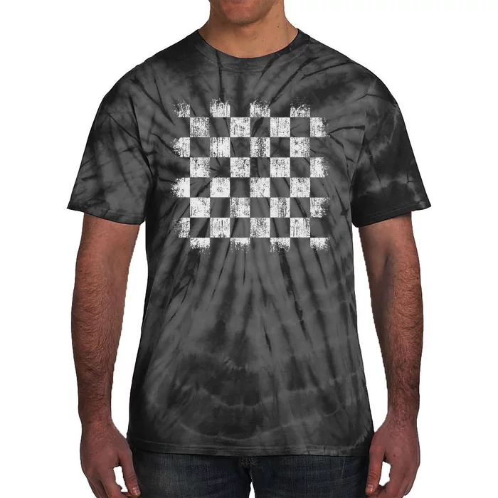 Distressed Vintage Chess Board Player Style Tie-Dye T-Shirt